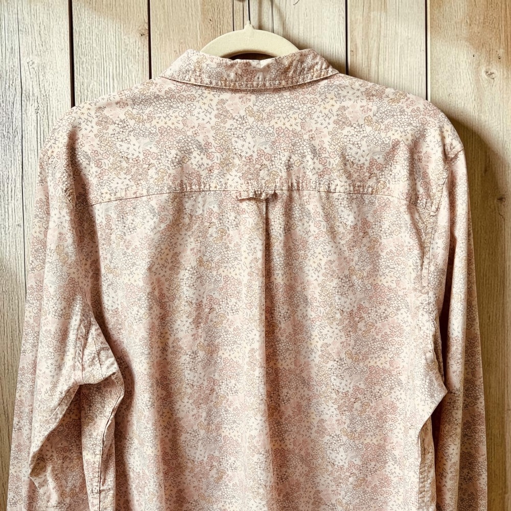 Duluth Trading Co Button Up Shirt Women's XL Dainty Floral Cream Pink Cottage - Picture 9 of 12